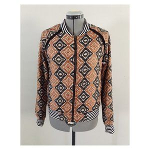 Saltwater Luxe Embroidered Mixed Media Bomber Jacket Sz S